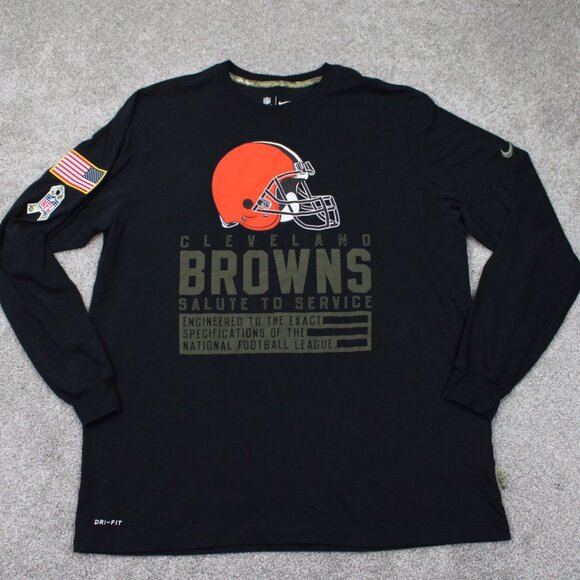 Nike Cleveland Browns Shirt Mens XL Black Salute to Service On Field Apparel L/S - Picture 1 of 16